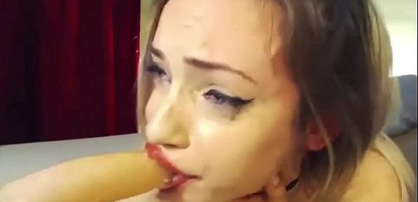  romanian slut EXTREME deepthroat gagging submissive sandra ruby analcams.com